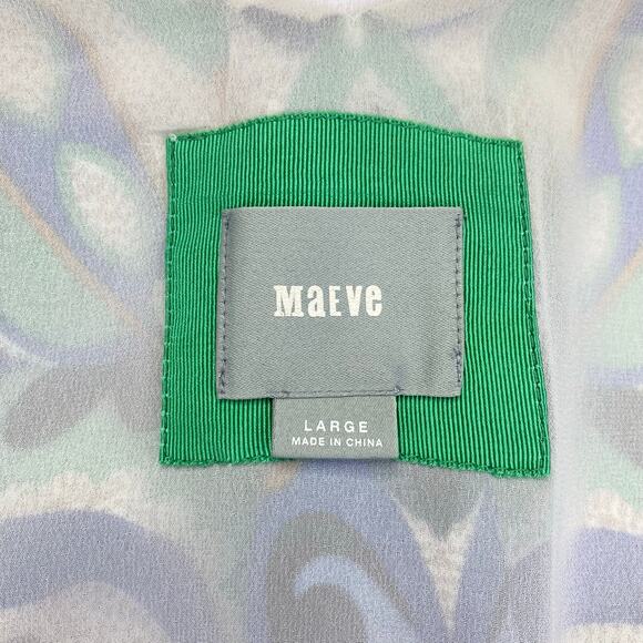 MAEVE Anthropologie Folksong Bird Shift Dress Blue & Green Size L Geometric Boho - Picture 3 of 9